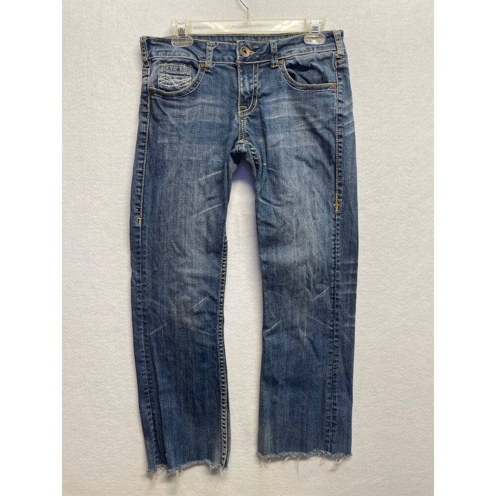 Cowgirl Tuff Womens Jeans Size 28x33 Raw Bottom Bootcut Medium Wash